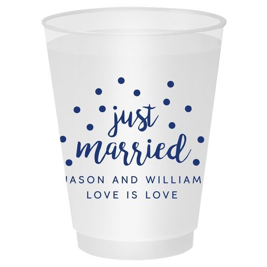 Confetti Dots Just Married Shatterproof Cups